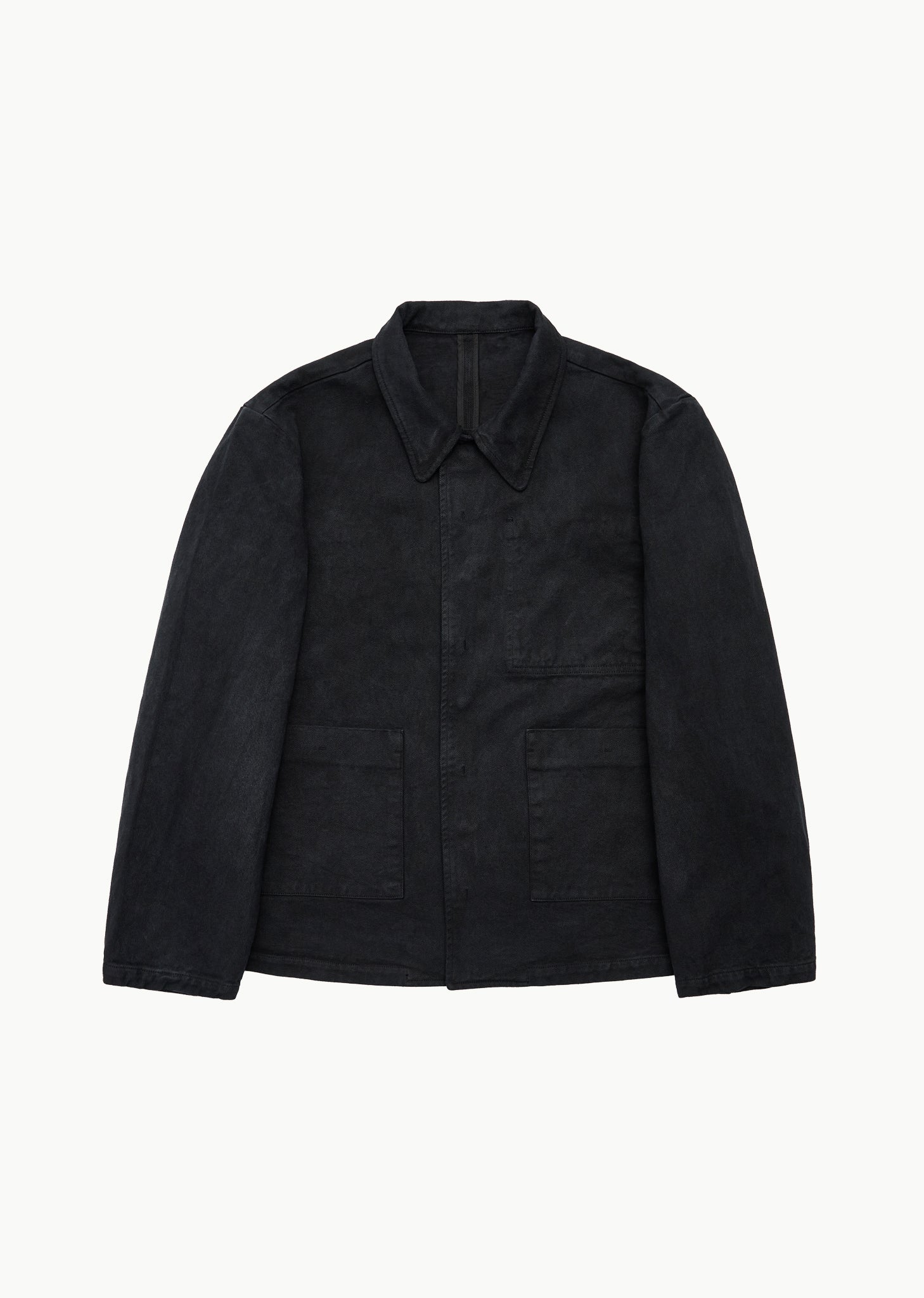 garments dyed pocket denim jacket, black