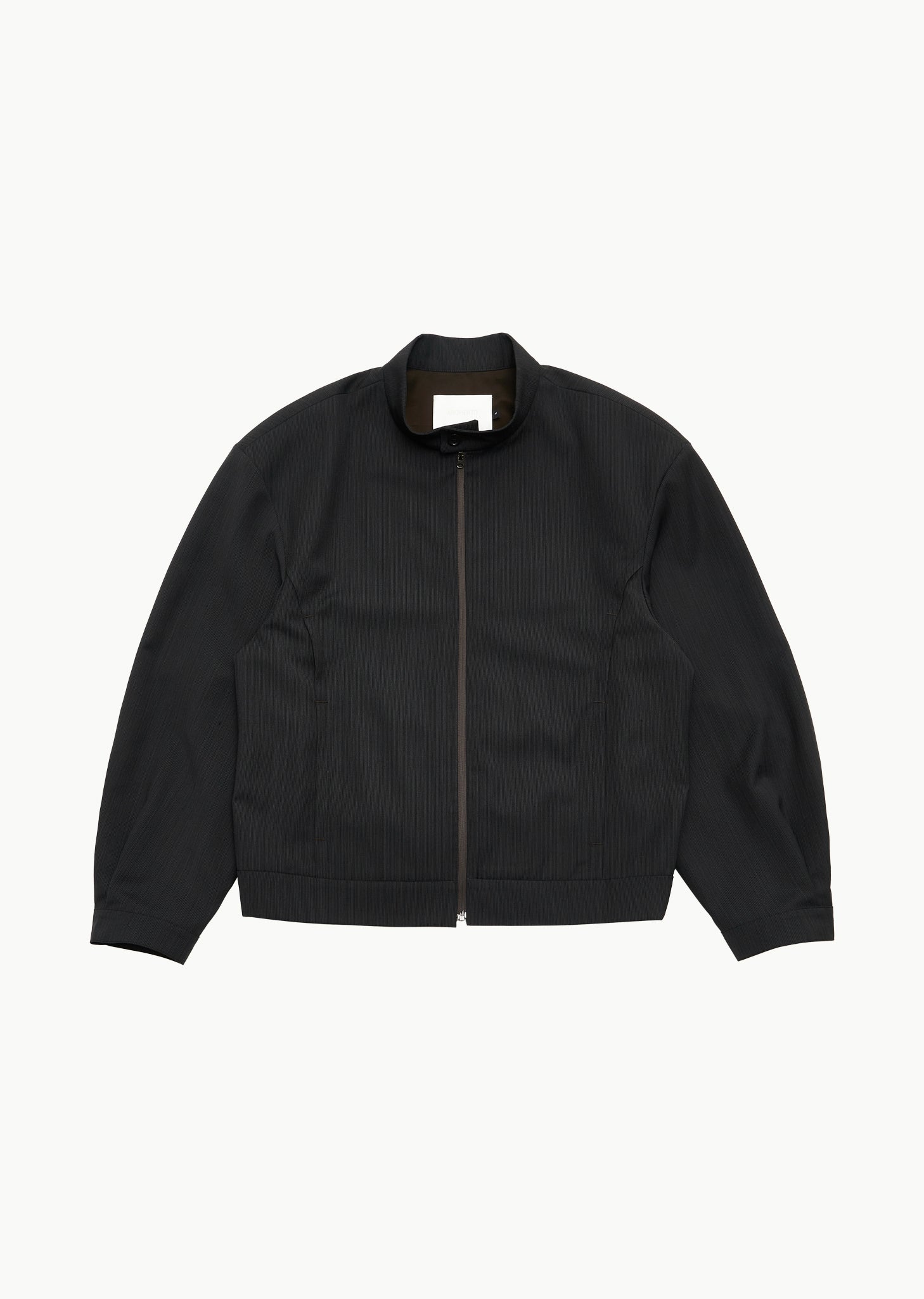 wool stripe zip-up jumper, black
