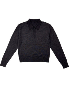 wool collar knit, charcoal