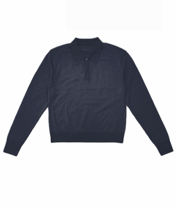 wool collar knit, navy