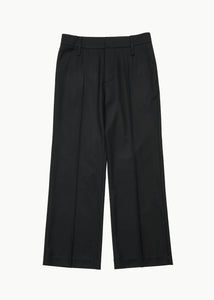 men's wool flared pants, black