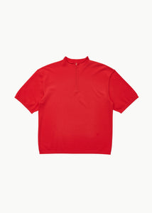half zip-up knit, red