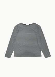 stripe boat neck long sleeve, grey