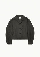 linen crop jacket, khaki brown - Image 1