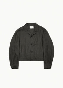 linen crop jacket, khaki brown