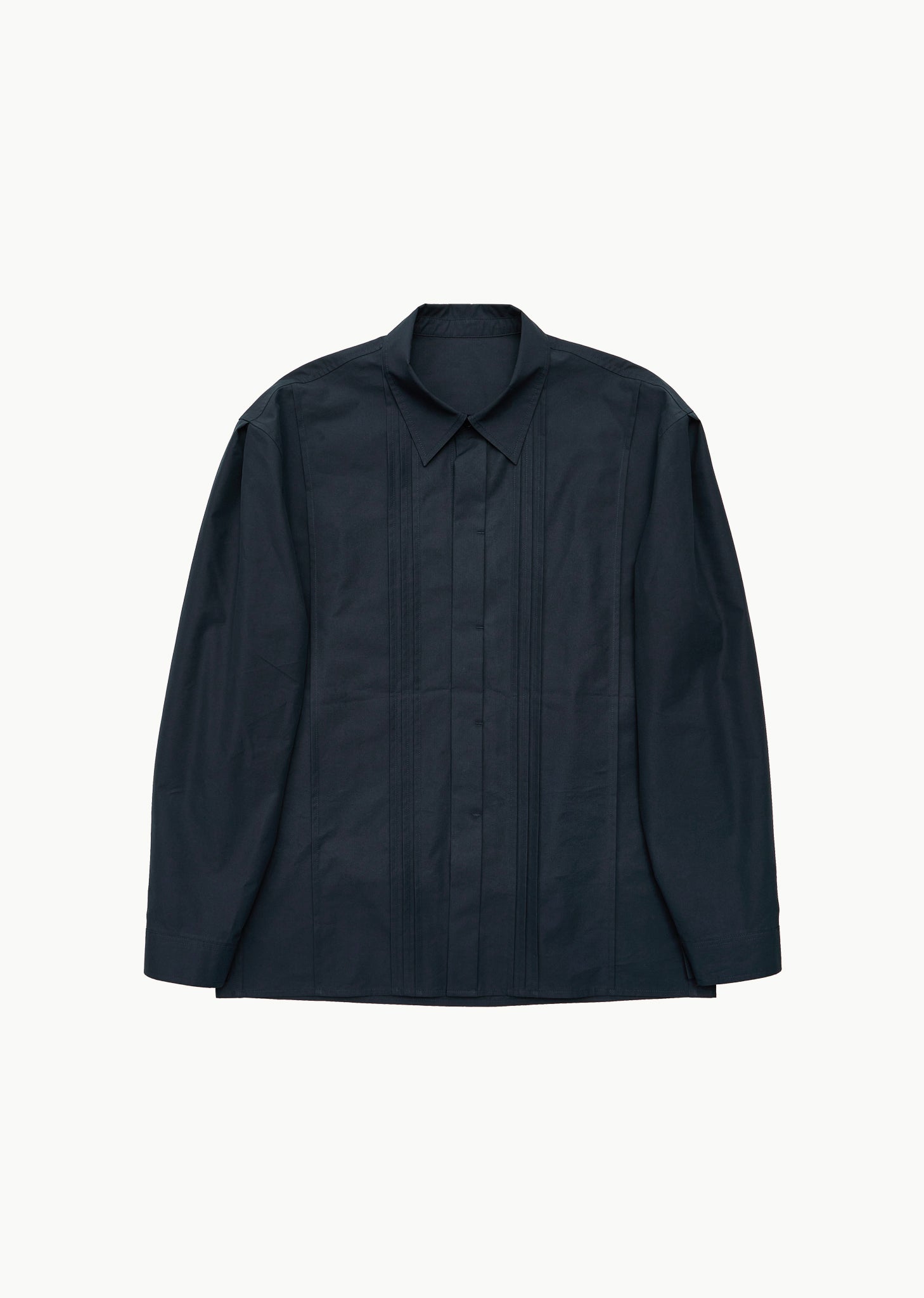 pleated shirt, navy