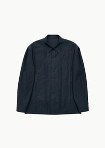 pleated shirt, navy