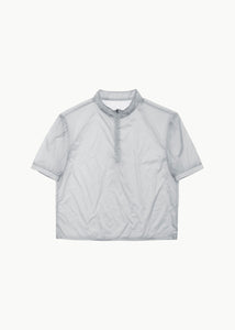 men's sheer layered half top, grey