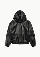 lamb skin leather hood jumper, black - Image 1
