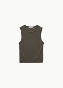 round neck sleeveless top, brown