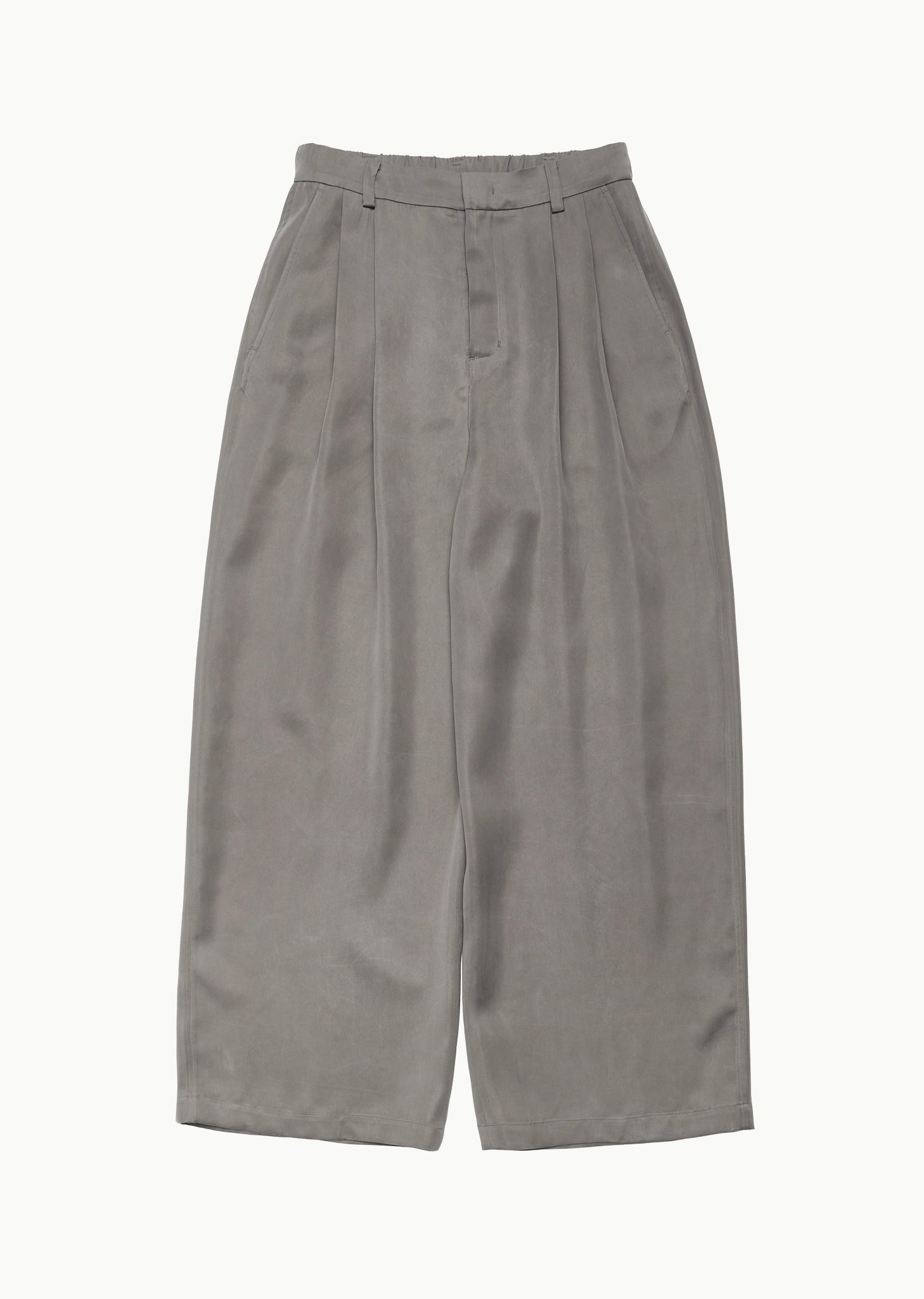 men's cupro two tuck wide pants, khaki