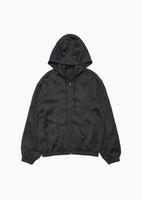 cupro hood zip up jumper, black - Image 1