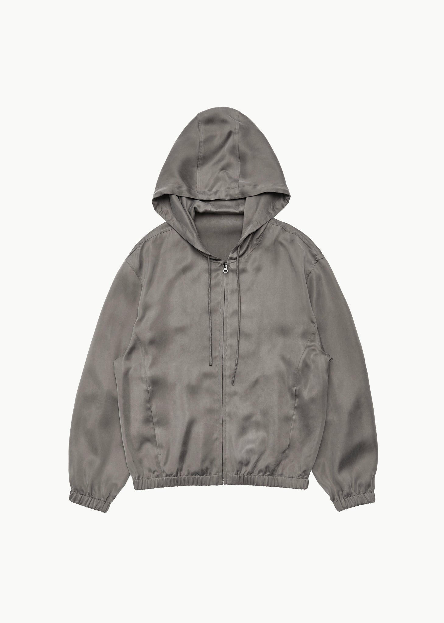 cupro hood zip up jumper, khaki