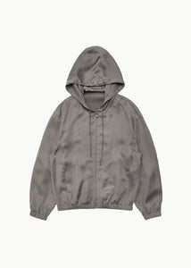 cupro hood zip up jumper, khaki