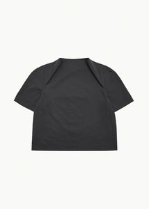 raglan cowl neck top, charcoal