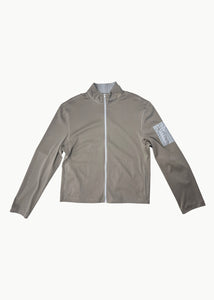 slim fit zip up jumper, beige