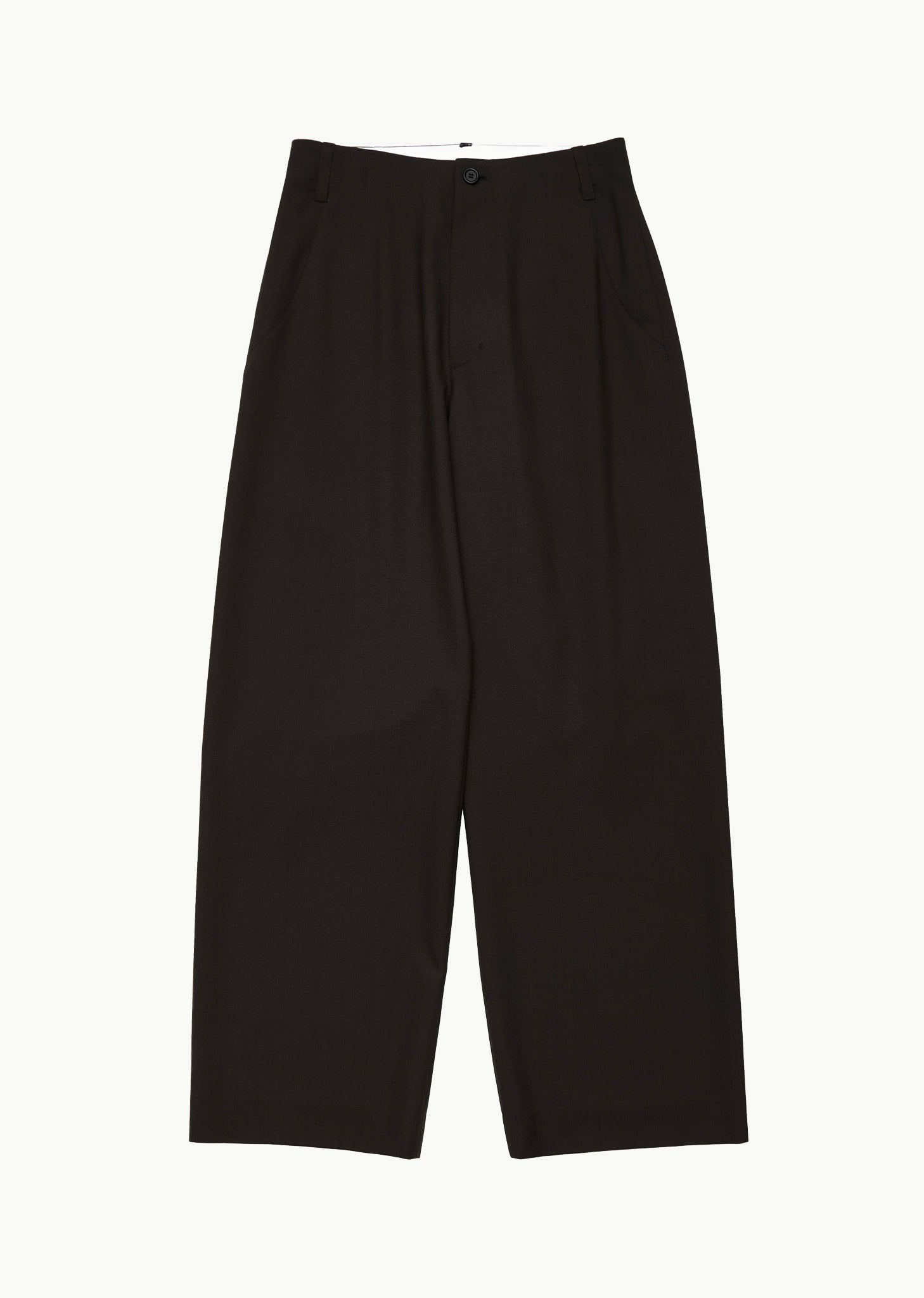 wool wide pants, black