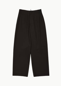 wool wide pants, black