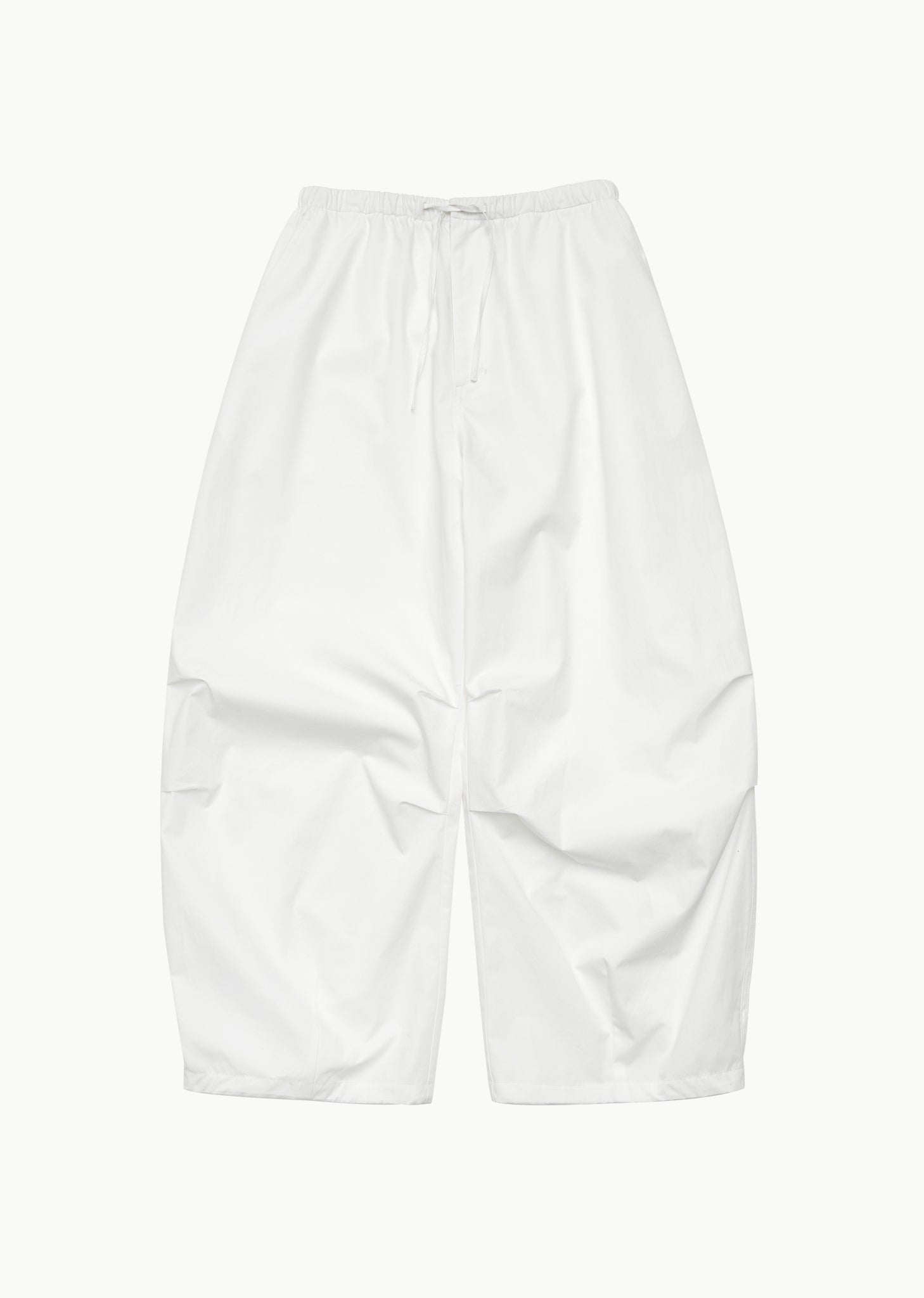 drawstring wide fatigue pants, white