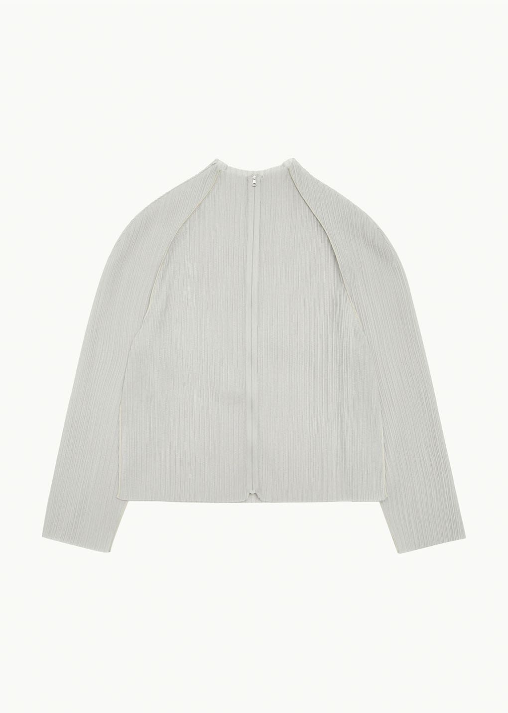 pleats zip up jumper, beige