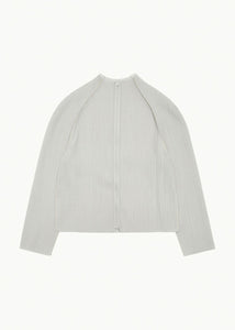 pleats zip up jumper, beige