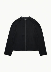pleats zip up jumper, black