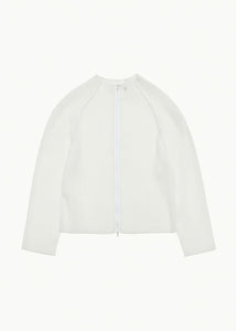 pleats zip up jumper, white