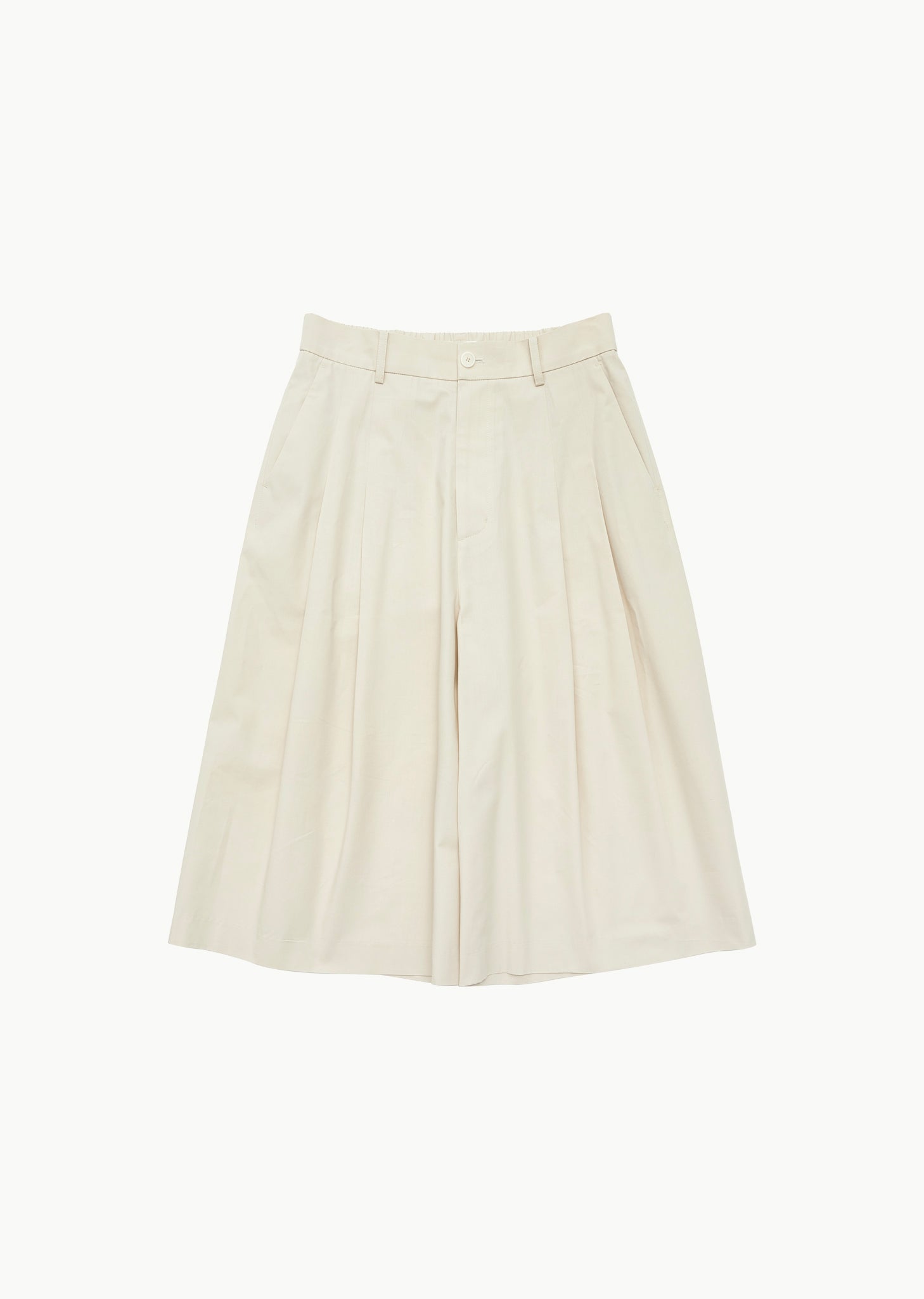 wide bermuda pants, ivory