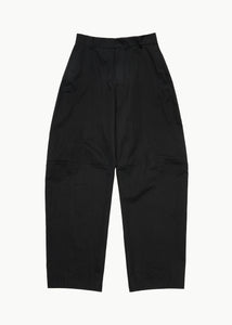 curved zip pants, black