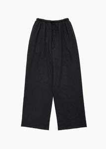 garments dyed banding pants, black