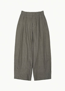 linen two tuck wide pants, khaki