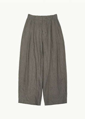 linen two tuck wide pants, khaki