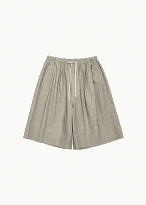 linen drawstring shorts, beige