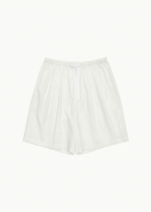 cotton nylon banding shorts, white