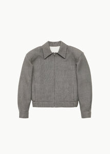 wool crop zip-up jumper, beige