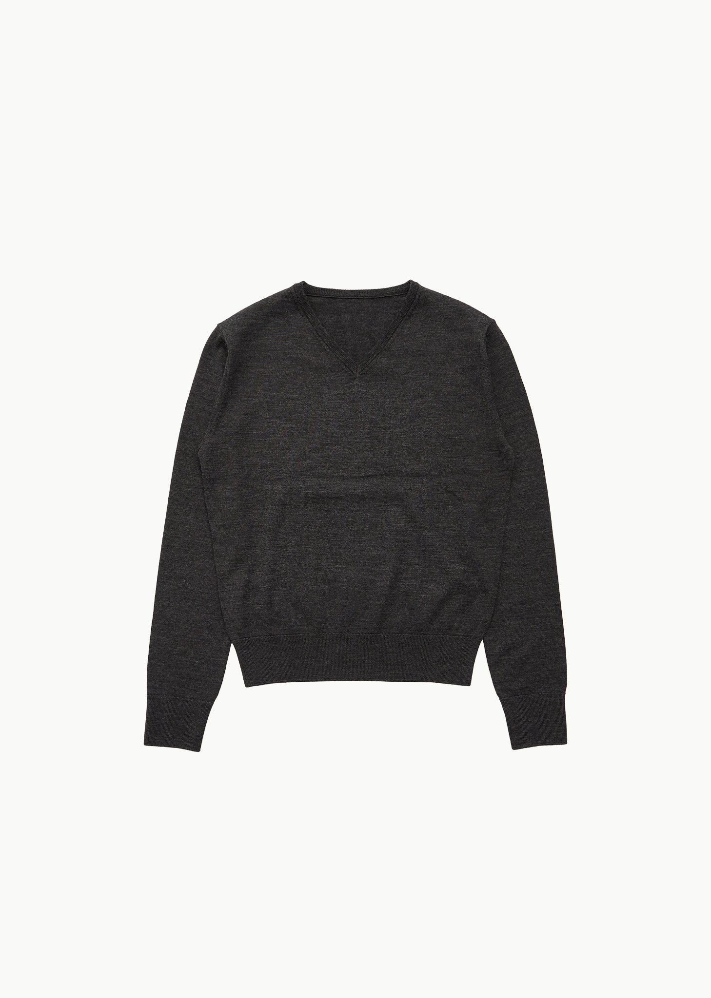 wool v-neck knit, charcoal