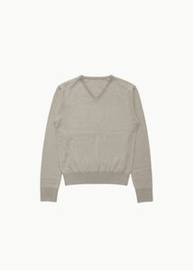 wool v-neck knit, light khaki