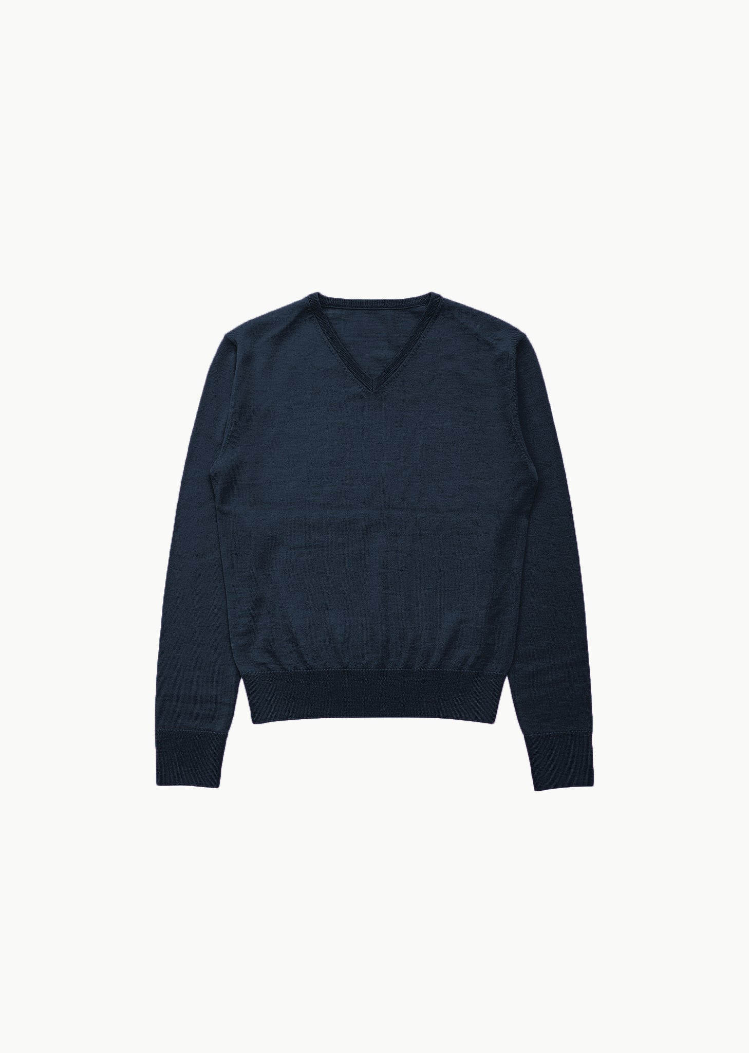 wool v-neck knit, navy
