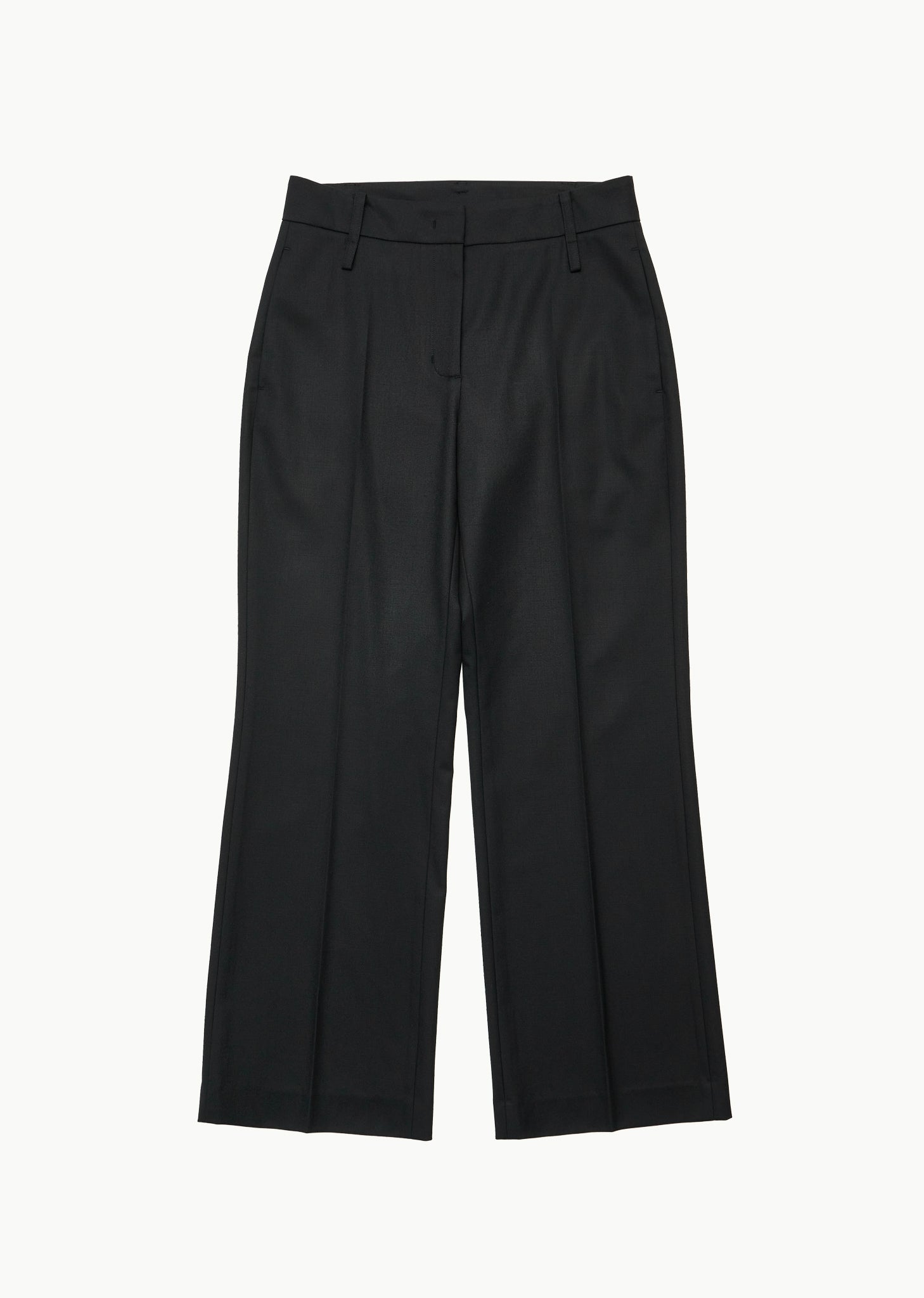 wool flared pants, black