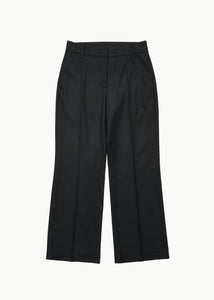 wool flared pants, black