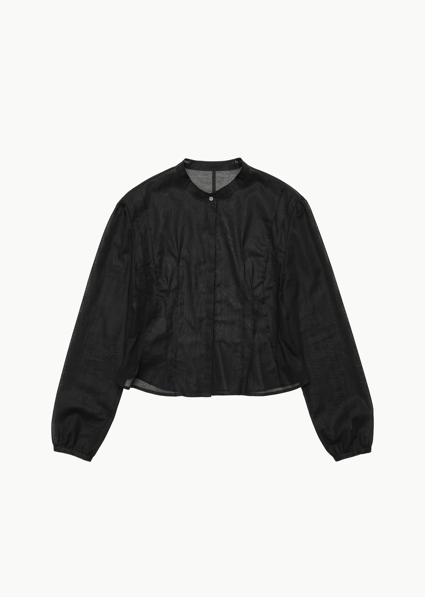 pintuck slim shirt, black