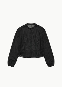 pintuck slim shirt, black