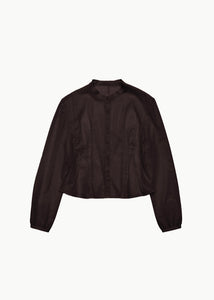 pintuck slim shirt, brown