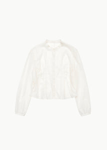 pintuck slim shirt, ivory