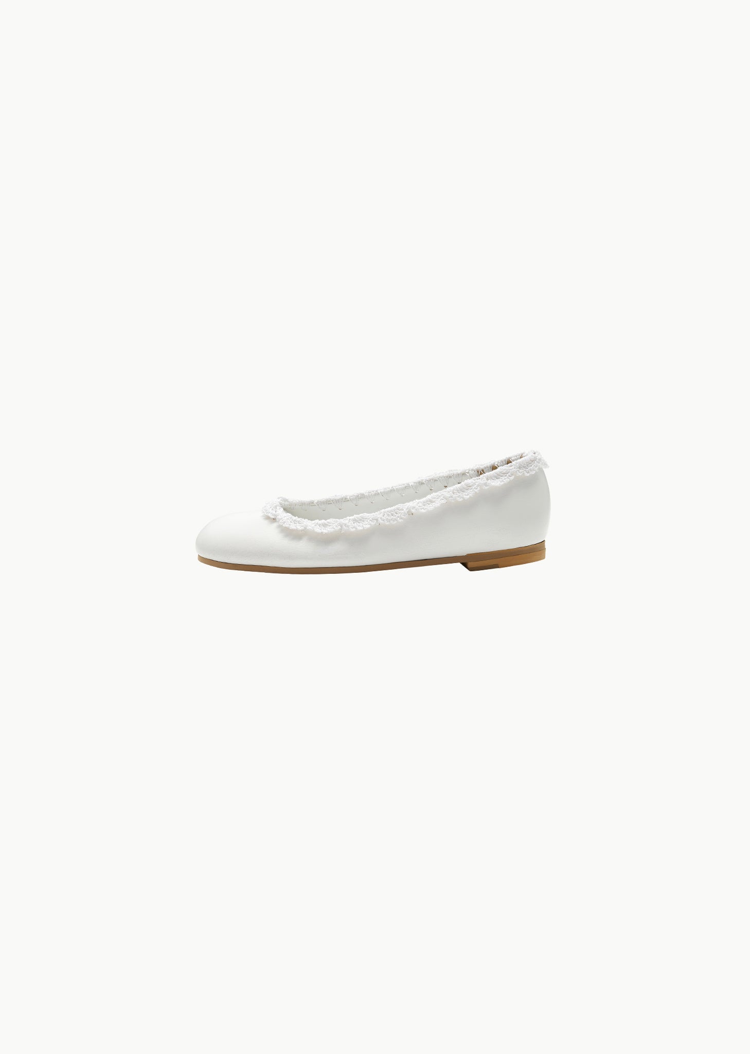 crochet lace flats, white