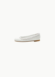 crochet lace flats, white