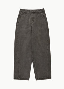 garments dyed curved seam denim, brown