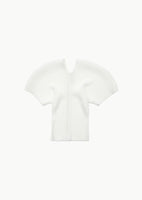 pleats curved knit blouse, white - Image 1
