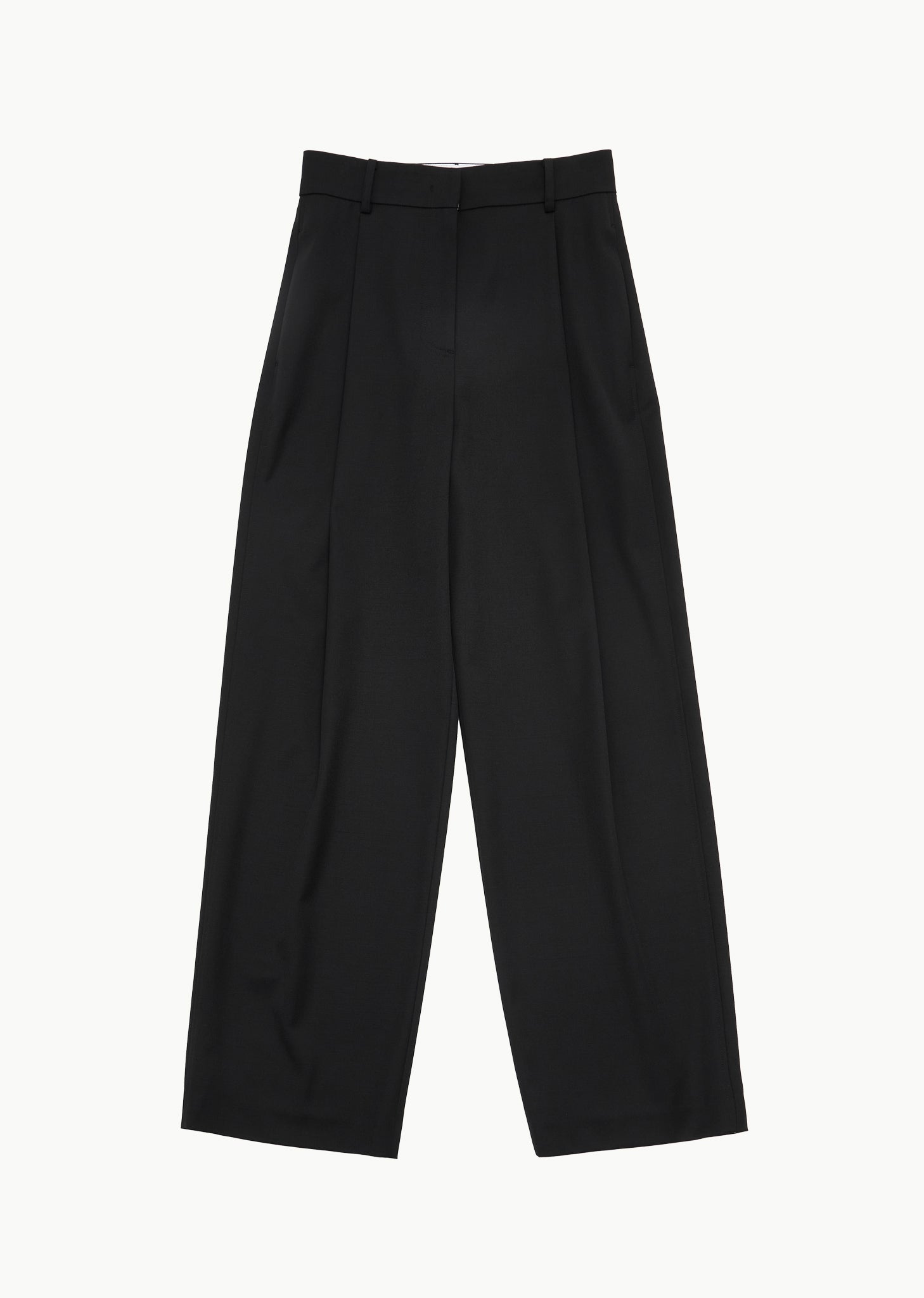 wide tuck pants, black