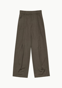wide tuck pants, brown